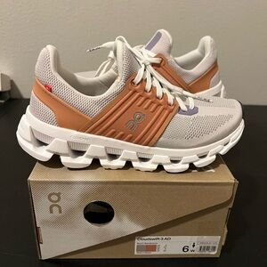 On Running Cloudswift 3 AD White and Tan Athletic Shoes